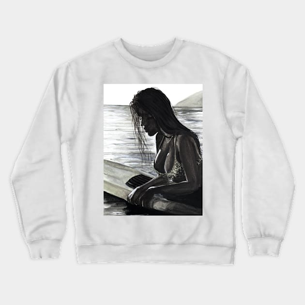 Surfer Crewneck Sweatshirt by The artist of light in the darkness 